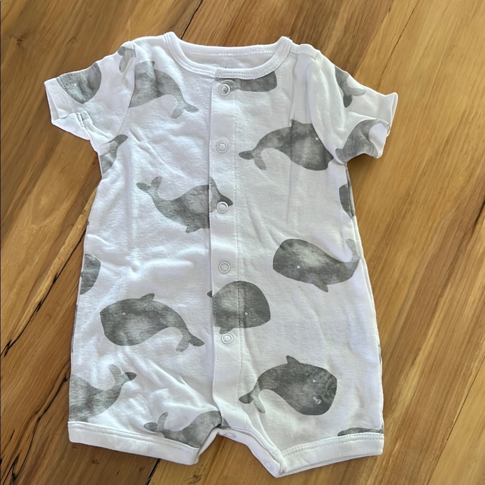 Carter's White and Gray Whale One Piece